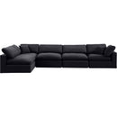  Manufacturer Color_Black -- Comfy 158" Black Velvet Upholstered 5 pc Modular Sectional IMAGE 7