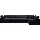  Manufacturer Color_Black -- Comfy 158" Black Velvet Upholstered 5 pc Modular Sectional IMAGE 8