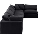  Manufacturer Color_Black -- Comfy 158" Black Velvet Upholstered 5 pc Modular Sectional IMAGE 9