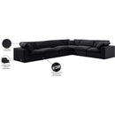  Manufacturer Color_Black -- Comfy 158" Black Velvet Upholstered 6 pc Modular Sectional IMAGE 11