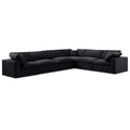  Manufacturer Color_Black -- Comfy 158" Black Velvet Upholstered 6 pc Modular Sectional IMAGE 1