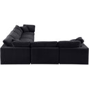  Manufacturer Color_Black -- Comfy 158" Black Velvet Upholstered 6 pc Modular Sectional IMAGE 4