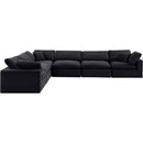  Manufacturer Color_Black -- Comfy 158" Black Velvet Upholstered 6 pc Modular Sectional IMAGE 5