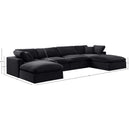  Manufacturer Color_Black -- Comfy 158" Black Velvet Upholstered 6 pc Modular Sectional IMAGE 10