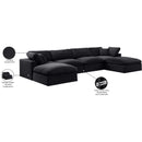  Manufacturer Color_Black -- Comfy 158" Black Velvet Upholstered 6 pc Modular Sectional IMAGE 11