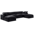  Manufacturer Color_Black -- Comfy 158" Black Velvet Upholstered 6 pc Modular Sectional IMAGE 1