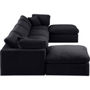  Manufacturer Color_Black -- Comfy 158" Black Velvet Upholstered 6 pc Modular Sectional IMAGE 4