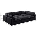  Manufacturer Color_Black -- Comfy 119" Black Velvet Upholstered 6 pc Modular Sectional IMAGE 10