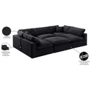  Manufacturer Color_Black -- Comfy 119" Black Velvet Upholstered 6 pc Modular Sectional IMAGE 11