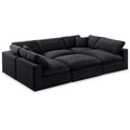 Manufacturer Color_Black -- Comfy 119" Black Velvet Upholstered 6 pc Modular Sectional IMAGE 1