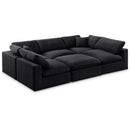  Manufacturer Color_Black -- Comfy 119" Black Velvet Upholstered 6 pc Modular Sectional IMAGE 1
