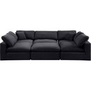  Manufacturer Color_Black -- Comfy 119" Black Velvet Upholstered 6 pc Modular Sectional IMAGE 5