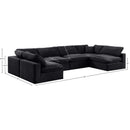 Manufacturer Color_Black -- Comfy 158" Black Velvet Upholstered 6 pc Modular Sectional IMAGE 10