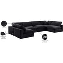 Manufacturer Color_Black -- Comfy 158" Black Velvet Upholstered 6 pc Modular Sectional IMAGE 11
