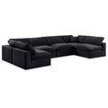  Manufacturer Color_Black -- Comfy 158" Black Velvet Upholstered 6 pc Modular Sectional IMAGE 1
