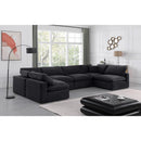  Manufacturer Color_Black -- Comfy 158" Black Velvet Upholstered 6 pc Modular Sectional IMAGE 2