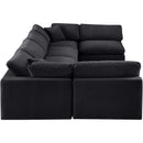  Manufacturer Color_Black -- Comfy 158" Black Velvet Upholstered 6 pc Modular Sectional IMAGE 4