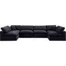  Manufacturer Color_Black -- Comfy 158" Black Velvet Upholstered 6 pc Modular Sectional IMAGE 5