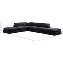  Manufacturer Color_Black -- Comfy 157" Black Velvet Upholstered 6 pc Modular Sectional IMAGE 10