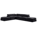  Manufacturer Color_Black -- Comfy 157" Black Velvet Upholstered 6 pc Modular Sectional IMAGE 1