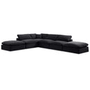  Manufacturer Color_Black -- Comfy 157" Black Velvet Upholstered 6 pc Modular Sectional IMAGE 1