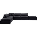  Manufacturer Color_Black -- Comfy 157" Black Velvet Upholstered 6 pc Modular Sectional IMAGE 5
