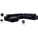  Manufacturer Color_Black -- Comfy 158" Black Velvet Upholstered 7 pc Modular Sectional IMAGE 11