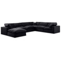  Manufacturer Color_Black -- Comfy 158" Black Velvet Upholstered 7 pc Modular Sectional IMAGE 1