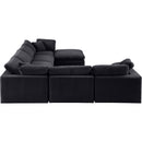  Manufacturer Color_Black -- Comfy 158" Black Velvet Upholstered 7 pc Modular Sectional IMAGE 4