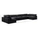  Manufacturer Color_Black -- Comfy 197" Black Velvet Upholstered 7 pc Modular Sectional IMAGE 10