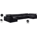  Manufacturer Color_Black -- Comfy 197" Black Velvet Upholstered 7 pc Modular Sectional IMAGE 11