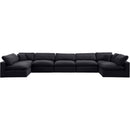  Manufacturer Color_Black -- Comfy 197" Black Velvet Upholstered 7 pc Modular Sectional IMAGE 5
