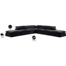  Manufacturer Color_Black -- Comfy 157" Black Velvet Upholstered 7 pc Modular Sectional IMAGE 11