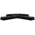  Manufacturer Color_Black -- Comfy 157" Black Velvet Upholstered 7 pc Modular Sectional IMAGE 1