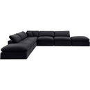  Manufacturer Color_Black -- Comfy 157" Black Velvet Upholstered 7 pc Modular Sectional IMAGE 5