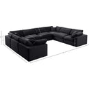  Manufacturer Color_Black -- Comfy 158" Black Velvet Upholstered 8 pc Modular Sectional IMAGE 10