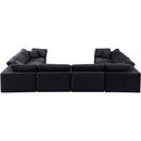  Manufacturer Color_Black -- Comfy 158" Black Velvet Upholstered 8 pc Modular Sectional IMAGE 3