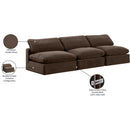  Manufacturer Color_Brown -- Comfy 117" Brown Velvet Upholstered 3 pc Armless Modular Sofa IMAGE 10