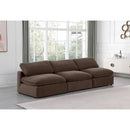  Manufacturer Color_Brown -- Comfy 117" Brown Velvet Upholstered 3 pc Armless Modular Sofa IMAGE 2