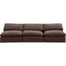  Manufacturer Color_Brown -- Comfy 117" Brown Velvet Upholstered 3 pc Armless Modular Sofa IMAGE 4