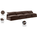 Manufacturer Color_Brown -- Comfy 156" Brown Velvet Upholstered 4 pc Armless Modular Sofa IMAGE 10