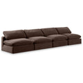  Manufacturer Color_Brown -- Comfy 156" Brown Velvet Upholstered 4 pc Armless Modular Sofa IMAGE 1
