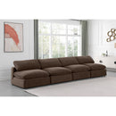  Manufacturer Color_Brown -- Comfy 156" Brown Velvet Upholstered 4 pc Armless Modular Sofa IMAGE 2