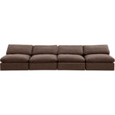  Manufacturer Color_Brown -- Comfy 156" Brown Velvet Upholstered 4 pc Armless Modular Sofa IMAGE 4