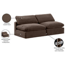  Manufacturer Color_Brown -- Comfy 78" Brown Velvet Upholstered 2 pc Armless Modular Loveseat IMAGE 10