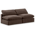 Manufacturer Color_Brown -- Comfy 78" Brown Velvet Upholstered 2 pc Armless Modular Loveseat IMAGE 1