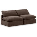  Manufacturer Color_Brown -- Comfy 78" Brown Velvet Upholstered 2 pc Armless Modular Loveseat IMAGE 1