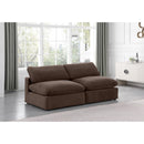  Manufacturer Color_Brown -- Comfy 78" Brown Velvet Upholstered 2 pc Armless Modular Loveseat IMAGE 2