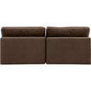  Manufacturer Color_Brown -- Comfy 78" Brown Velvet Upholstered 2 pc Armless Modular Loveseat IMAGE 3