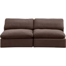  Manufacturer Color_Brown -- Comfy 78" Brown Velvet Upholstered 2 pc Armless Modular Loveseat IMAGE 4